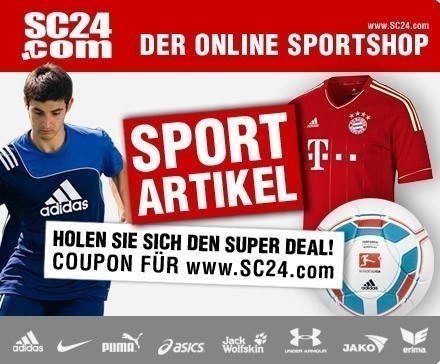 DailyDeal: 19,99 statt 50 EUR für Sportartikel auf sc24.com